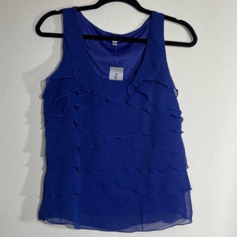 Harve Bernard Blue Tiered Ruffle Tank Top NWT Medium